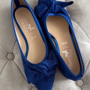 Royal Blue Bow Pointed Toe Flats